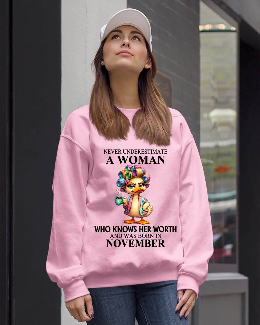 NOVEMBER – NEVER UNDERESTIMATE A WOMAN WHO KNOWS HER WORTH - FOR WOMEN - TLEE11 (SKU2604-56-11)