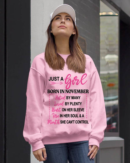 BORN IN NOVEMBER – A GIRL WITH ATTITUDE, HEART, AND A MOUTH SHE CAN’T CONTROL - FOR WOMEN - TLEE11 (SKU2603-363-11)