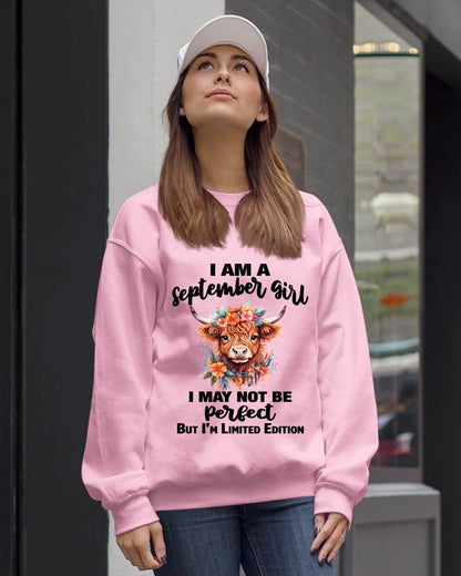 SEPTEMBER GIRL FLORAL HIGHLAND COW TEE - FOR WOMEN - TLEE09 (SKU2607-278-09)