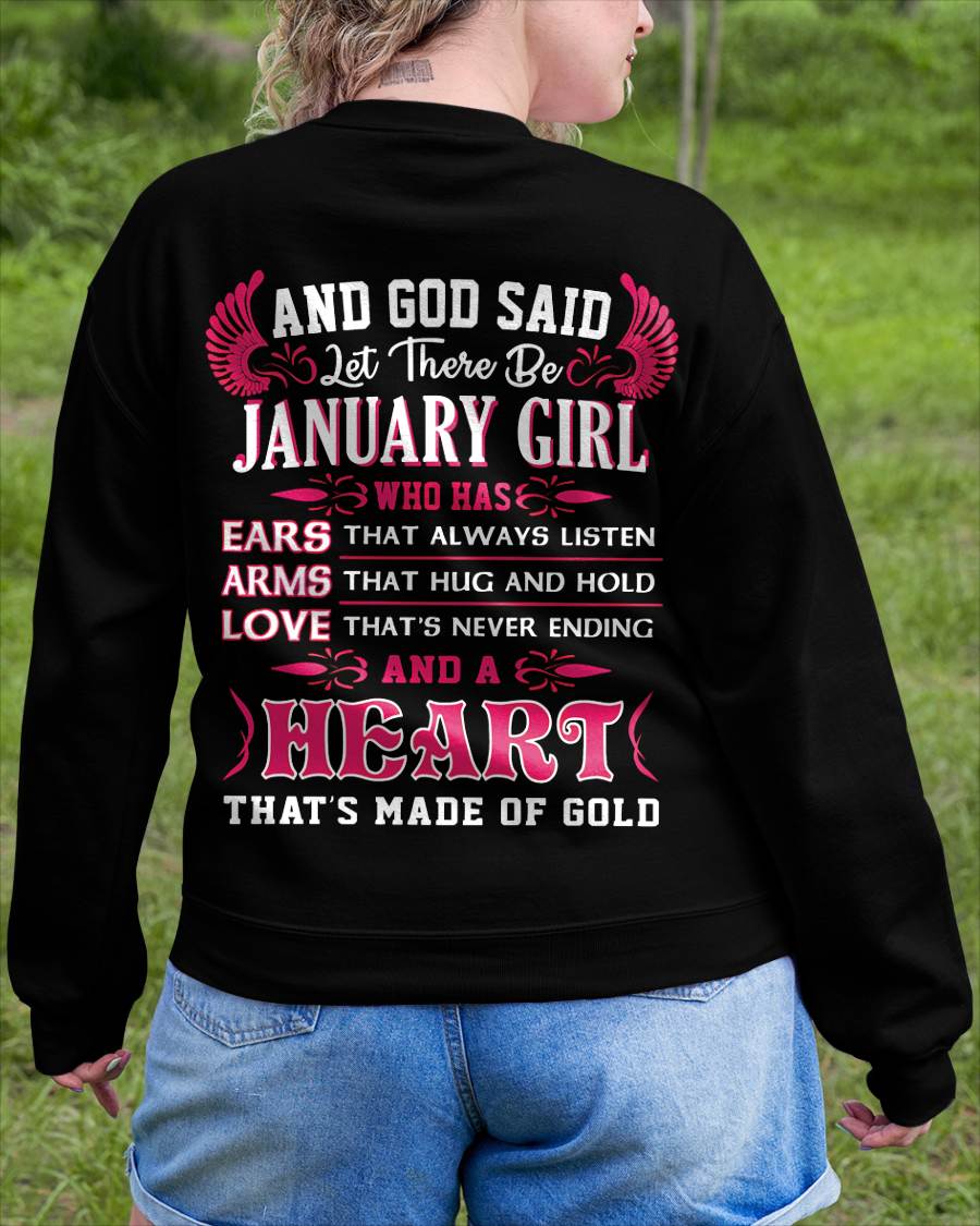JANUARY GIRL – EARS THAT LISTEN ARMS THAT HUG LOVE NEVER ENDING HEART OF GOLD - FOR WOMEN - TLEE01 (SKU09-75-01)