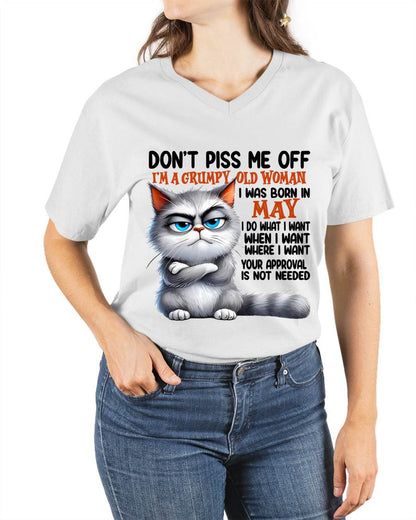 MAY GRUMPY OLD WOMAN CAT T-SHIRT – FUNNY ATTITUDE SHIRT - FOR WOMEN - TLEE05 (SKU2603-319-05)