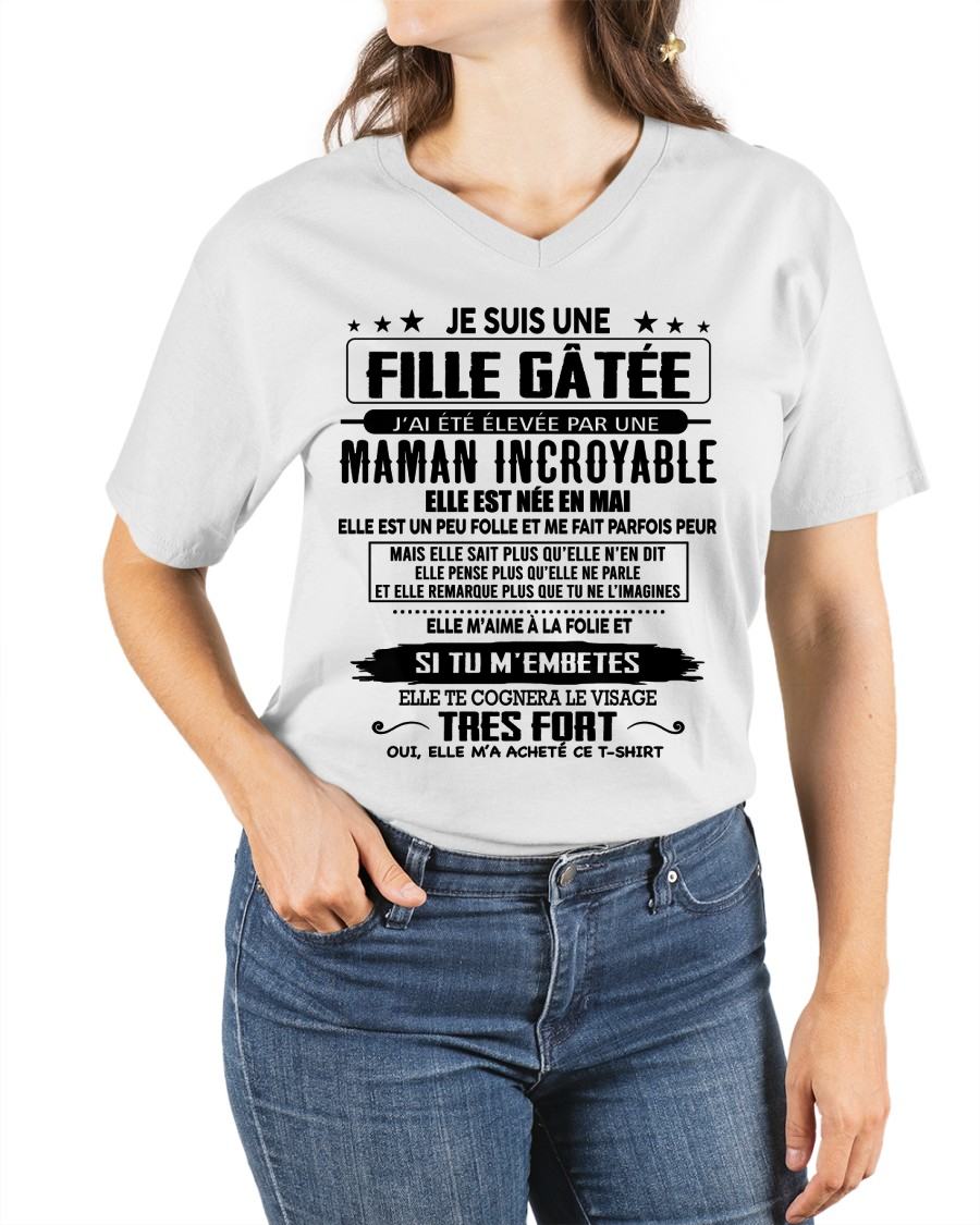MAI - T-SHIRT JE SUIS UNE FILLE CHANCEUSE – CADEAU TOUCHANT DE MAMAN INCROYABLE - fr05 / TLEE05 (SKU26T-0190-05)