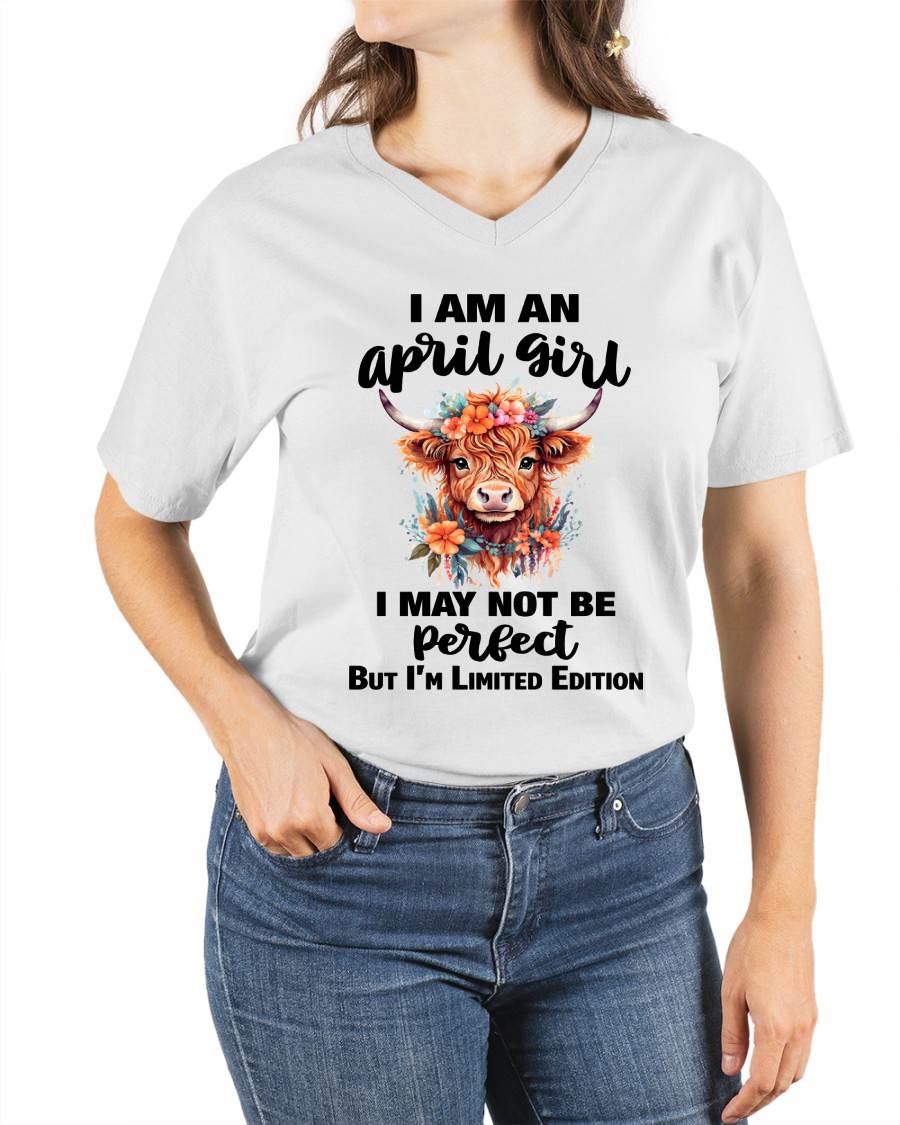 APRIL GIRL FLORAL HIGHLAND COW TEE - FOR WOMEN - TLEE04 (SKU2607-278-04)