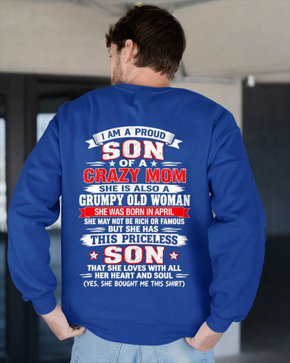 APRIL CRAZY MOM & PROUD SON SHIRT - FROM MOM - TLEE04 (SKU2610-744-04)