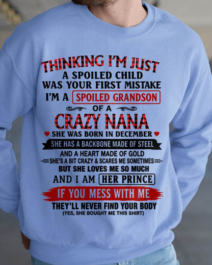 DECEMBER - NANA LOVES HER GRANDSON SHIRT - FROM GRANDMA - TLEE12 (SKU2608-28-12)