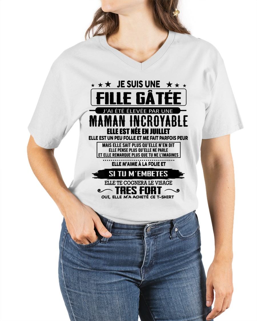 JUILLET - T-SHIRT JE SUIS UNE FILLE CHANCEUSE – CADEAU TOUCHANT DE MAMAN INCROYABLE - frTLEE07 (SKU26T-0190-07)