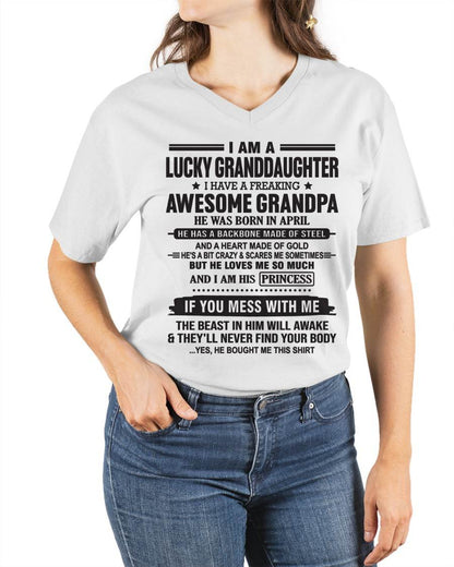 APRIL - I AM A LUCKY GRANDDAUGHTER  I HAVE A FREAKING AWESOME GRANDPA - FROM GRANDPA - TLEE04 (SKU11-122-04)