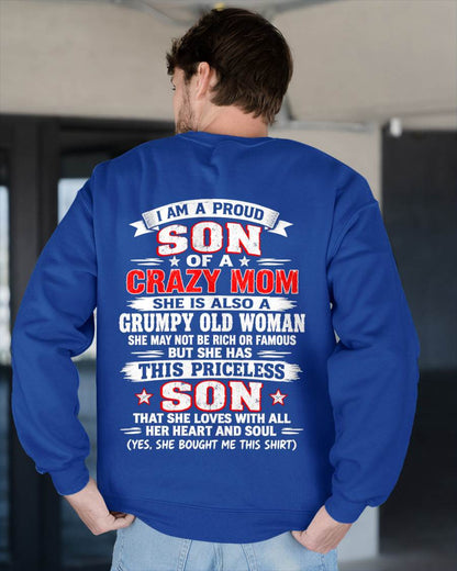 CRAZY MOM & PROUD SON SHIRT - FROM MOM - TLEE00 (SKU2610-744-00)