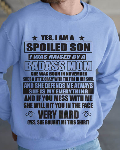 NOVEMBER MOM — MY MOM RAISED ME WITH LOVE AND ATTITUDE - FROM MOM - TLEE11 (SKU2605-282-11)