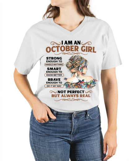 OCTOBER – INSPIRATIONAL WOMEN’S SHIRT NOT PERFECT BUT REAL - FOR WOMEN - TLEE10 (SKU2604-159-10)