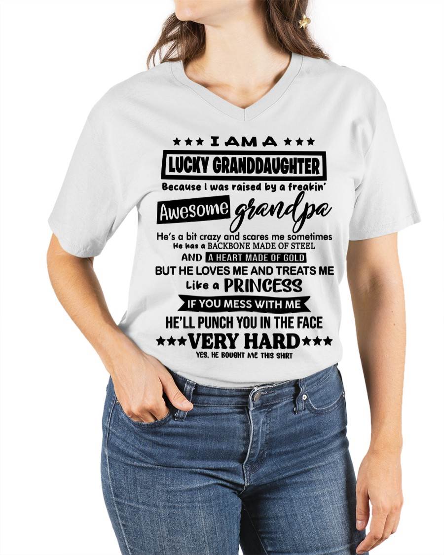 LUCKY GRANDDAUGHTER SHIRT RAISED BY AN AWESOME GRANDPA  - FROM GRANDPA - TLEE00 (SKU2603-271-00)