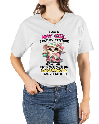 MAY GIRL – I GET MY ATTITUDE FROM MY FAMILY - FOR WOMEN - TLEE05 (SKU2604-294-05)