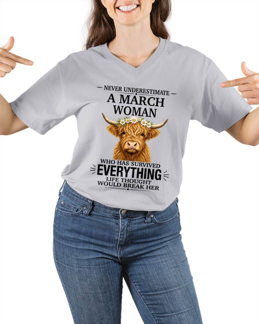 MARCH WOMAN HIGHLAND COW SHIRT - FOR WOMEN - TLEE03 (SKU2606-158-03)