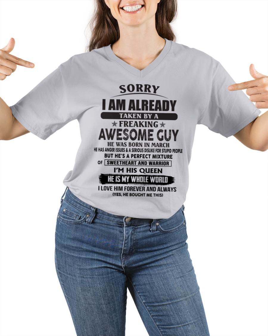 March - Sorry I Am Already Taken By A Freaking Awesome Guy - Gift From Husband - TLEE03 (SKU07-174-03)