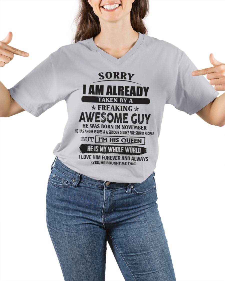 November - Sorry I Am Already Taken By A Freaking Awesome Guy - Gift From Husband - TLEE11 (SKU07-173-11)