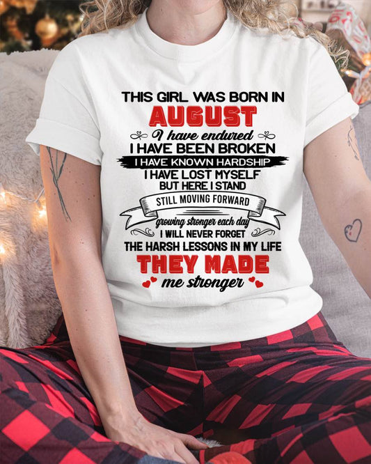 AUGUST - EVERY HARD LESSON MADE ME STRONGER - FOR WOMEN - TLEE08 (SKU2602-22-08)
