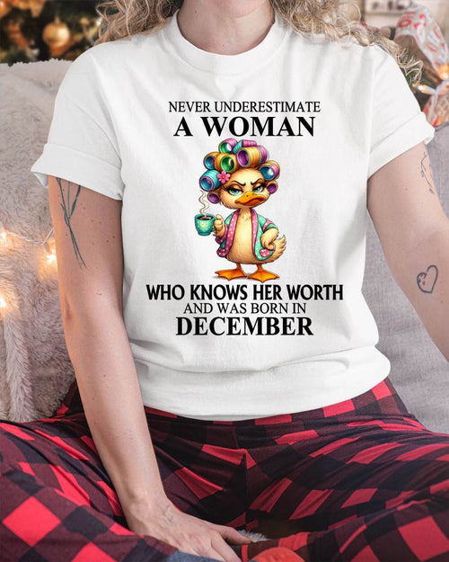 DECEMBER – NEVER UNDERESTIMATE A WOMAN WHO KNOWS HER WORTH - FOR WOMEN - TLEE12 (SKU2604-56-12)