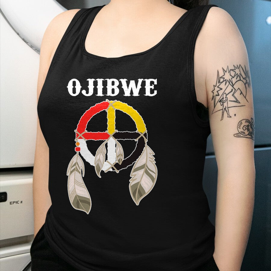 Native American T-Shirts, Vintage Native American Unisex T-Shirt/Hoodie/Sweatshirt HLT00 - Ojibwe Anishinaabeg People Native American Medicine Wheel T-Shirt (1)