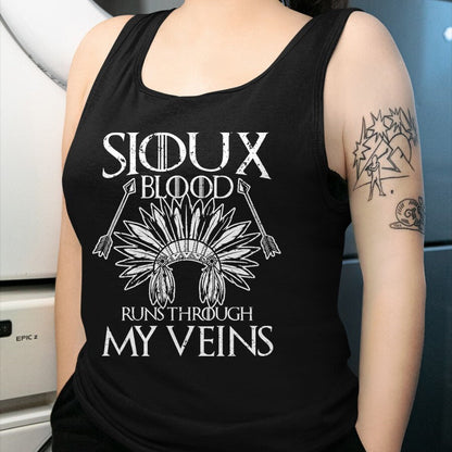 Native American T-Shirts, Vintage Native American Unisex T-Shirt/Hoodie/Sweatshirt HLT00 - Sioux Blood Proud Native American Headdress Sioux Tribe T-Shirt