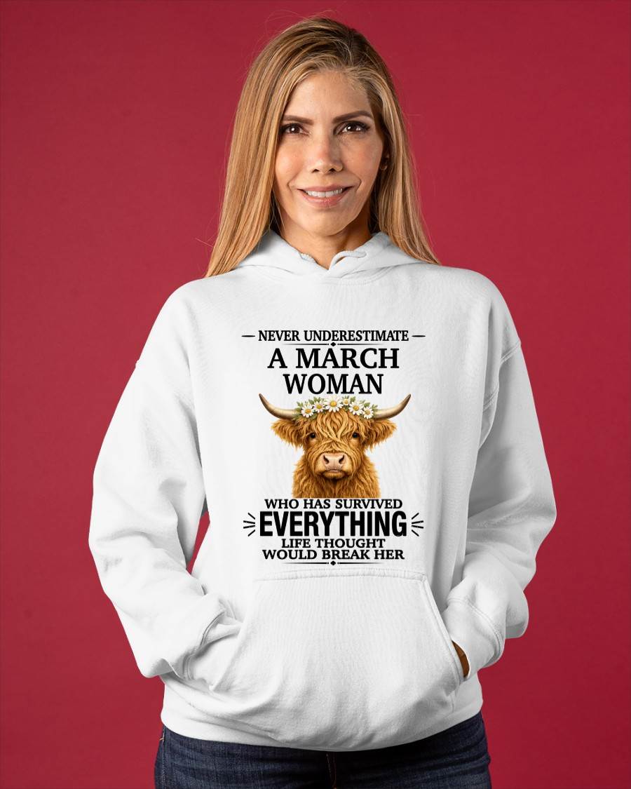 MARCH WOMAN HIGHLAND COW SHIRT - FOR WOMEN - TLEE03 (SKU2606-158-03)