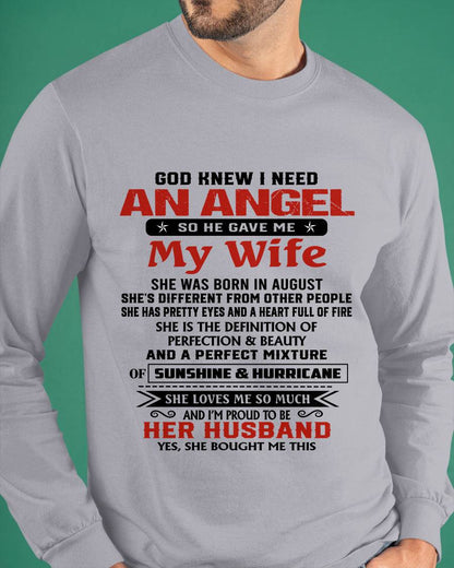 AUGUST - GOD KNEW I NEEDED AN ANGEL SO HE GAVE ME MY WIFE - FROM WIFE - TLEE08 (SKU26T-01-54-08)