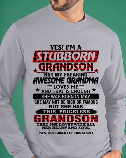 MAY - STUBBORN GRANDSON GRANDMA SHIRT - FROM GRANDMA - TLEE05 (SKU2608-86-05)