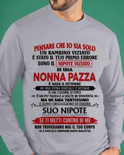 NONNA PAZZA NATA A OTTOBRE – NIPOTE VIZIATO – DALLA NONNA - TLEE10 (SKU2605-334-10)
