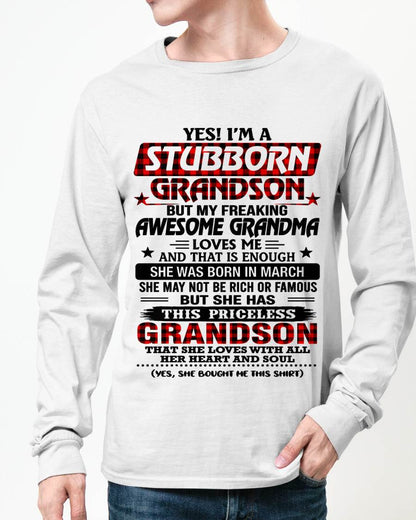 MARCH - STUBBORN GRANDSON GRANDMA SHIRT - FROM GRANDMA - TLEE03 (SKU2608-86-03)