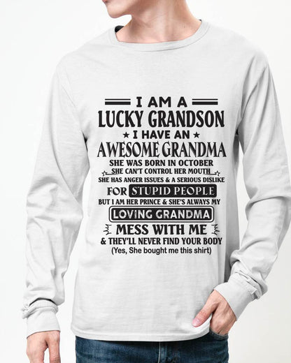 OCTOBER - I AM A LUCKY GRANDSON I HAVE AN AWESOME GRANDMA - FROM GRANDMA - TLEE10 (SKU12-40-10)
