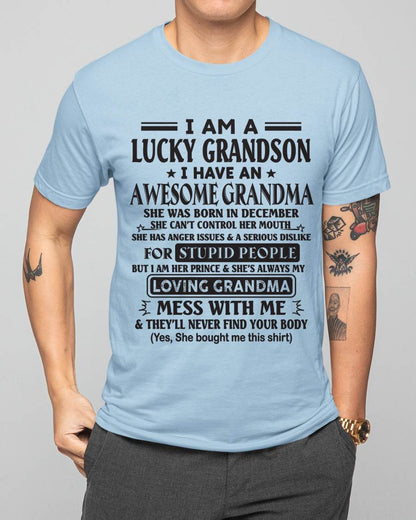 DECEMBER - I AM A LUCKY GRANDSON I HAVE AN AWESOME GRANDMA - FROM GRANDMA - TLEE12 (SKU12-40-12)