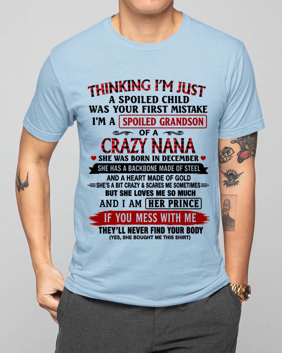 DECEMBER - NANA LOVES HER GRANDSON SHIRT - FROM GRANDMA - TLEE12 (SKU2608-28-12)