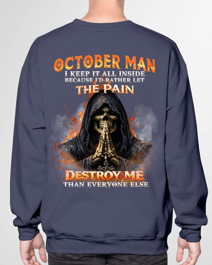 OCTOBER MAN SKULL SHIRT – I KEEP IT ALL INSIDE DARK GOTHIC T-SHIRT - FOR MAN - TLEE10 (SKU2604-136-10)