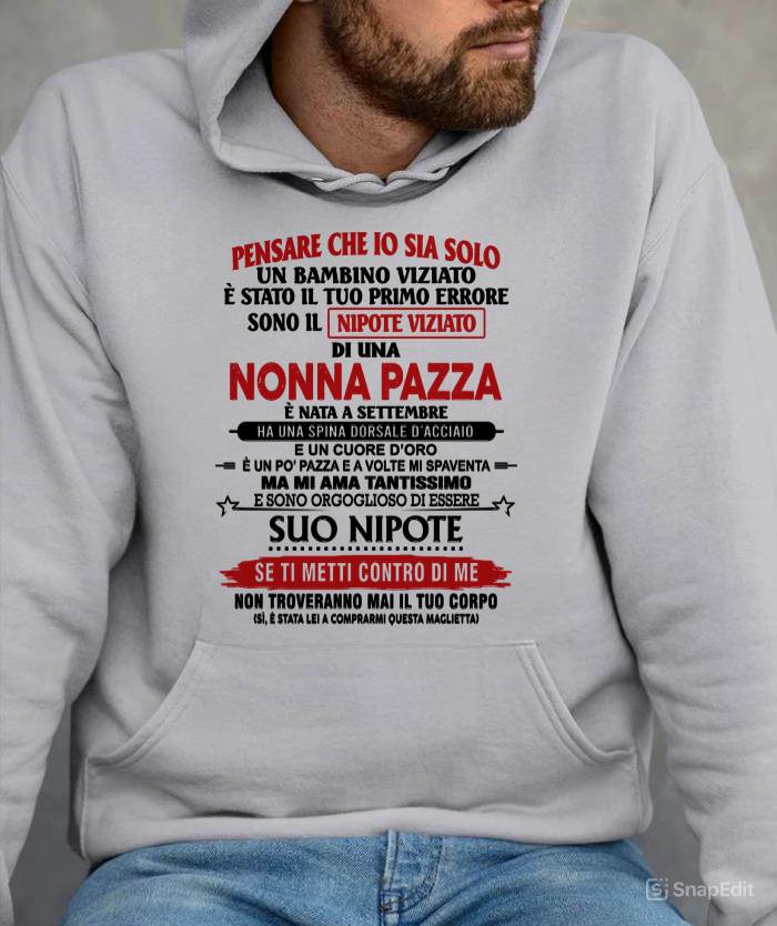 NONNA PAZZA NATA A SETTEMBRE – NIPOTE VIZIATO – DALLA NONNA - TLEE09 (SKU2605-334-09)
