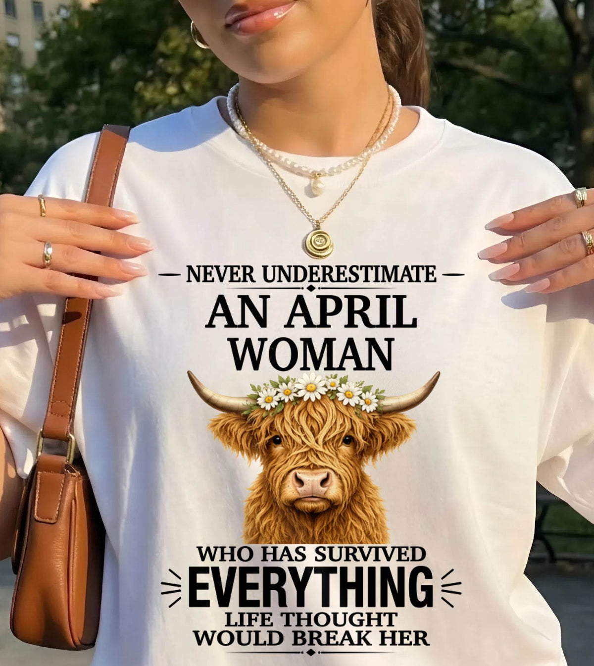 APRIL WOMAN HIGHLAND COW SHIRT - FOR WOMEN - TLEE04 (SKU2606-158-04)