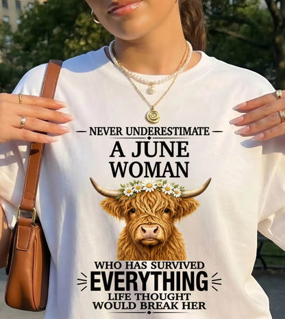 JUNE WOMAN HIGHLAND COW SHIRT - FOR WOMEN - TLEE06 (SKU2606-158-06)