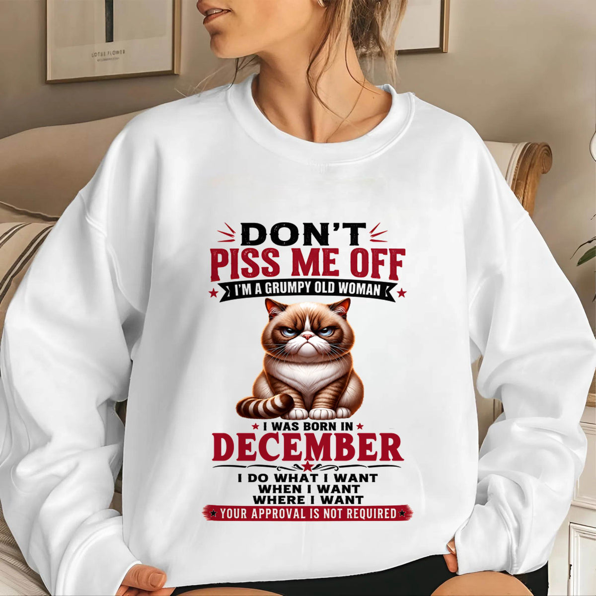 DECEMBER – ZERO PATIENCE FUNNY CAT - FOR WOMEN - TLEE12 (SKU2608-291-12)