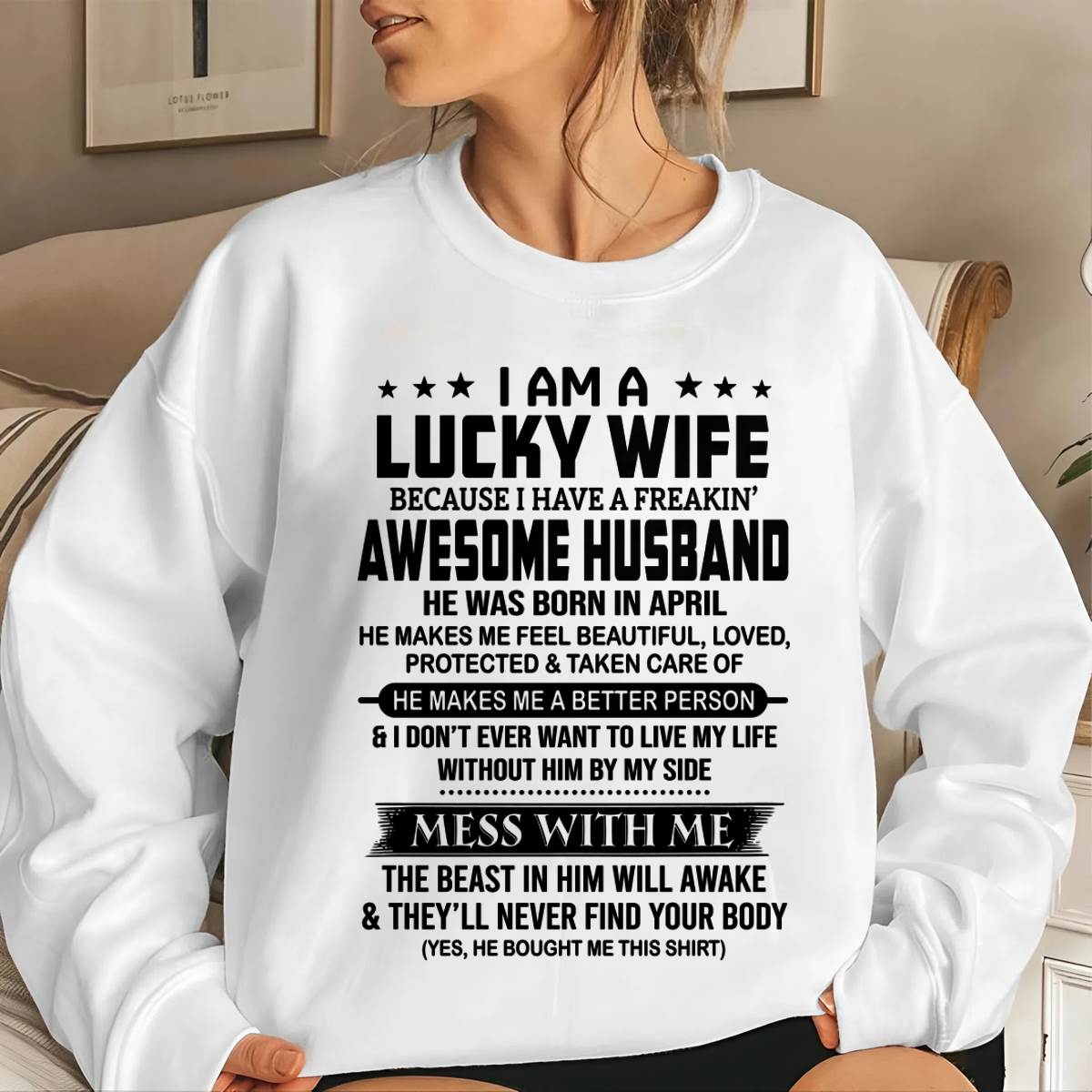 APRIL BORN HUSBAND'S LUCKY WIFE - FROM HUSBAND - TLEE04 (SKU2605-97-04)