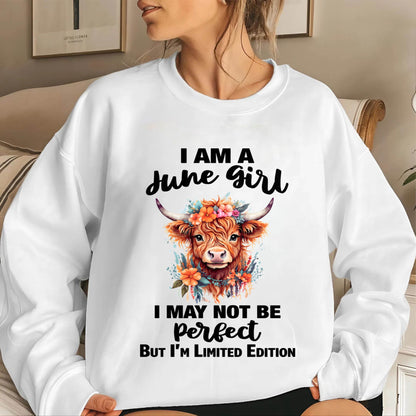 JUNE GIRL FLORAL HIGHLAND COW TEE - FOR WOMEN - TLEE06 (SKU2607-278-06)