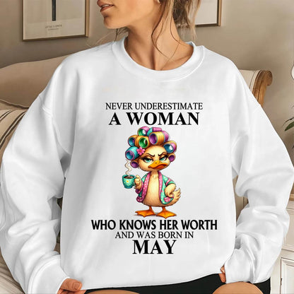 MAY – NEVER UNDERESTIMATE A WOMAN WHO KNOWS HER WORTH - FOR WOMEN - TLEE05 (SKU2604-56-05)