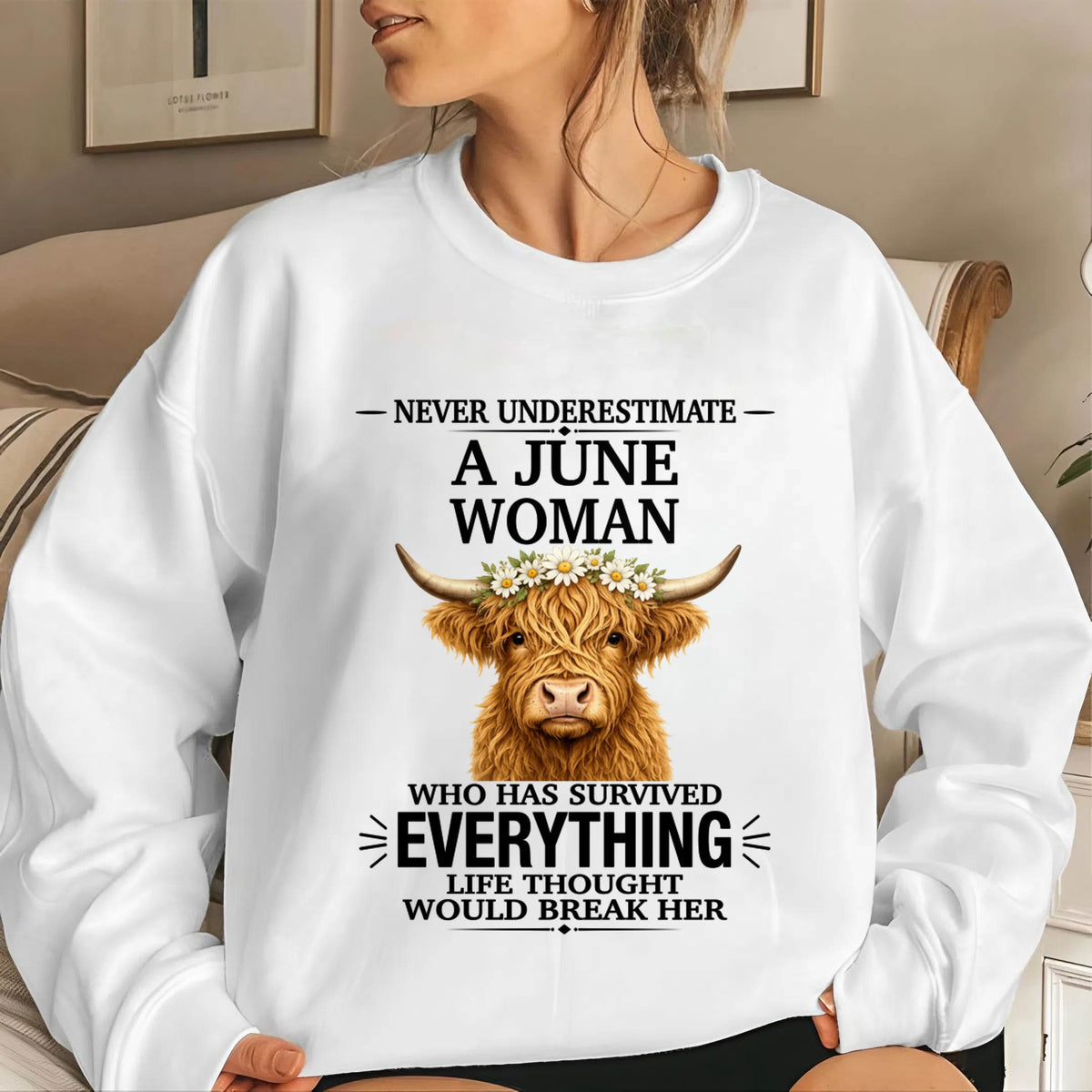 JUNE WOMAN HIGHLAND COW SHIRT - FOR WOMEN - TLEE06 (SKU2606-158-06)