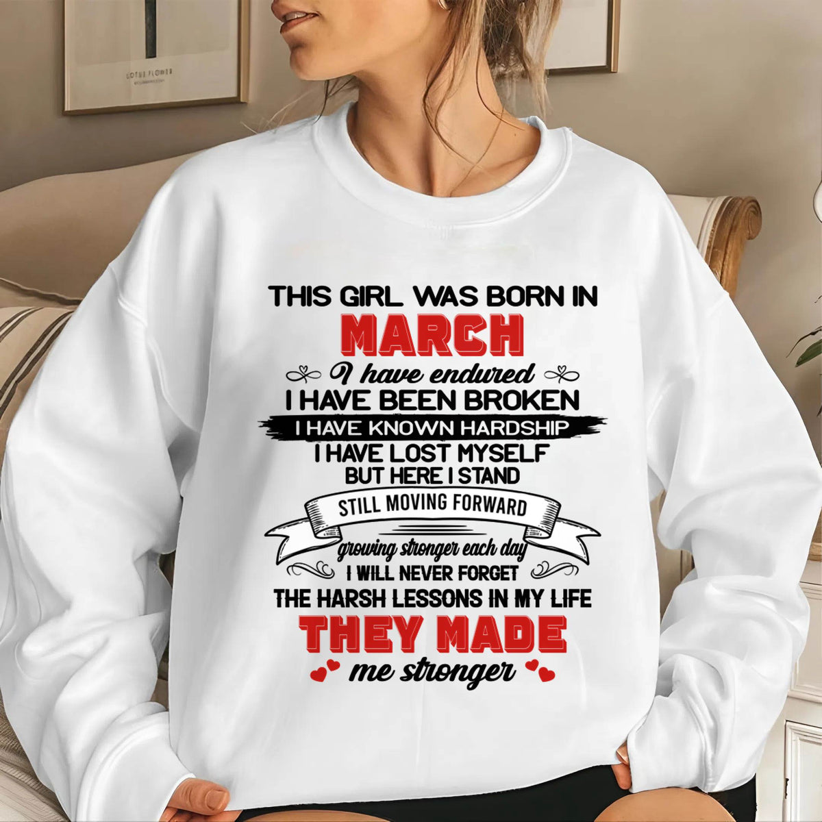 MARCH - EVERY HARD LESSON MADE ME STRONGER - FOR WOMEN - TLEE03 (SKU2602-22-03)