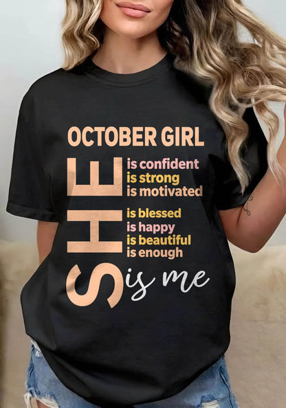 OCTOBER GIRL - SELF LOVE TYPOGRAPHY - FOR WOMEN - TLEE10 (SKU2606-255-10)