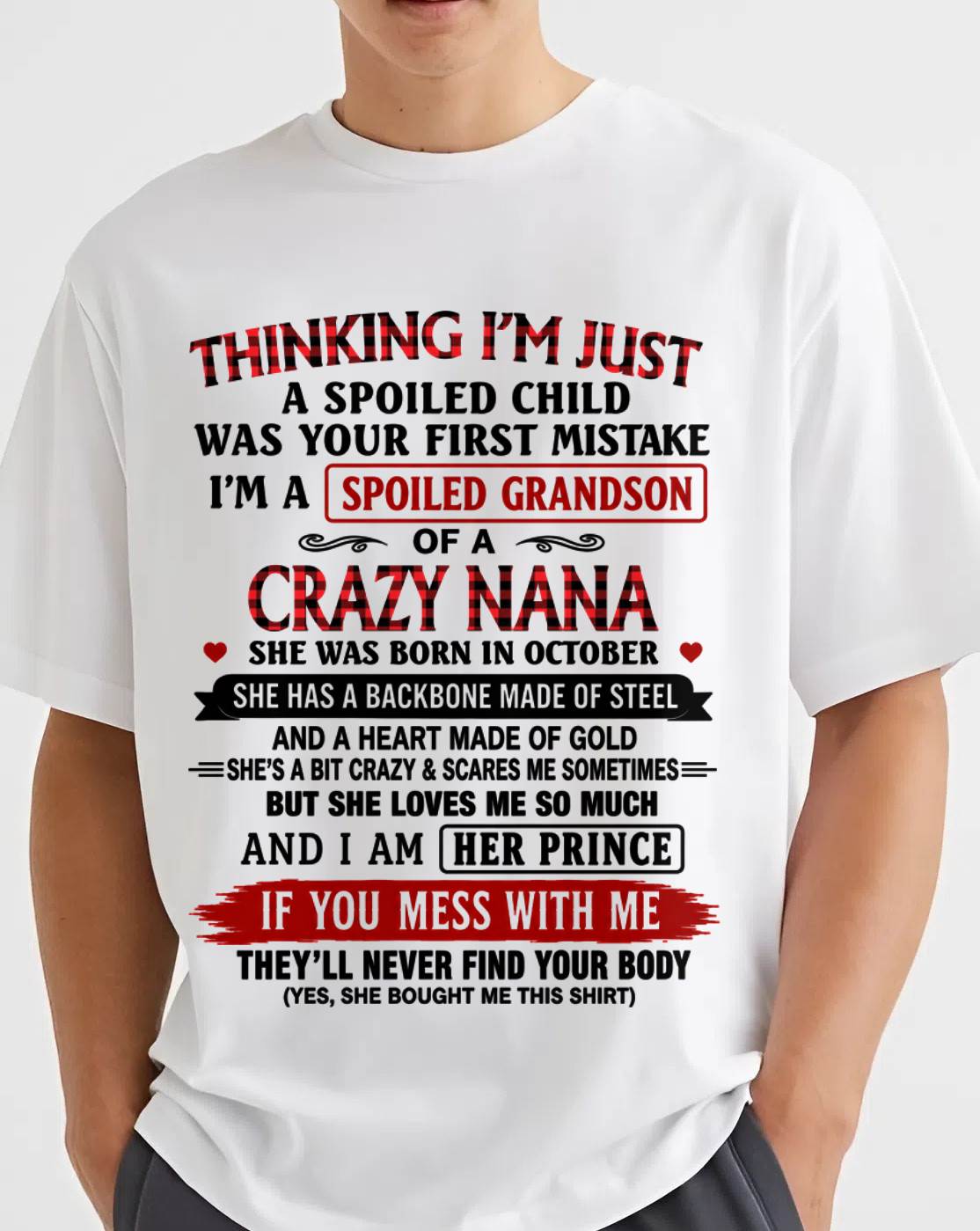OCTOBER - NANA LOVES HER GRANDSON SHIRT - FROM GRANDMA - TLEE10 (SKU2608-28-10)