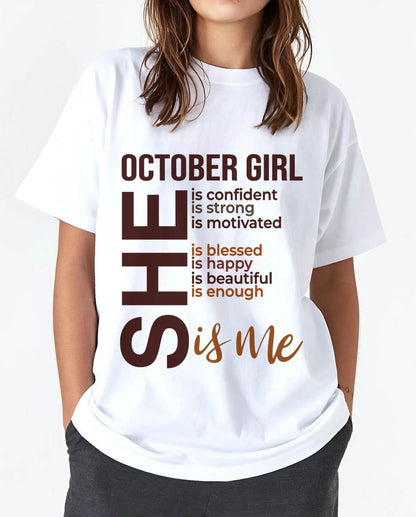 OCTOBER BORN GIRL – CONFIDENT & STRONG - FOR WOMEN - TLEE10 (SKU2605-04-10)
