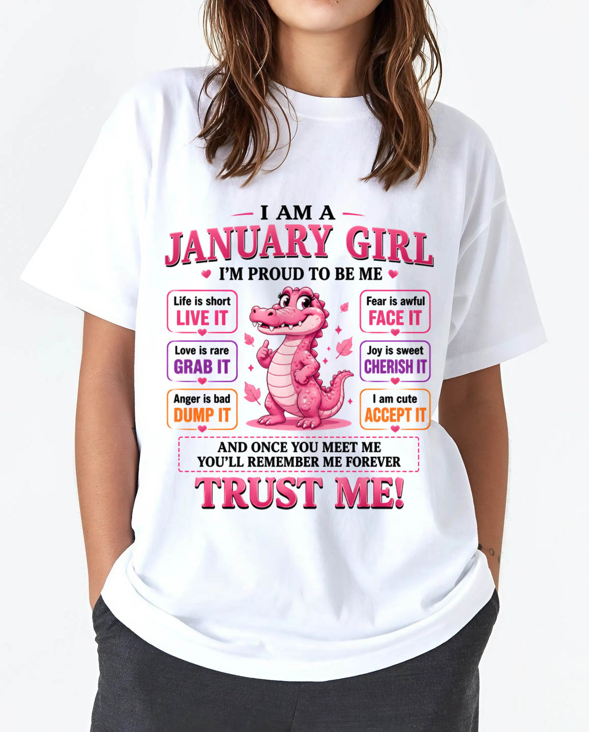JANUARY GIRL CUTE ALLIGATOR TEE - FOR WOMEN - TLEE01 (SKU2607-236-01)