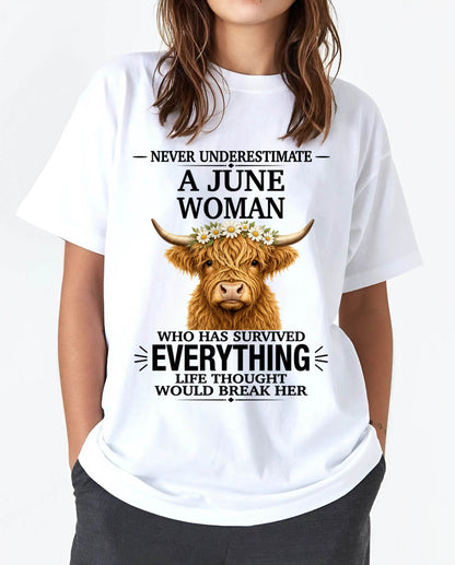 JUNE WOMAN HIGHLAND COW SHIRT - FOR WOMEN - TLEE06 (SKU2606-158-06)