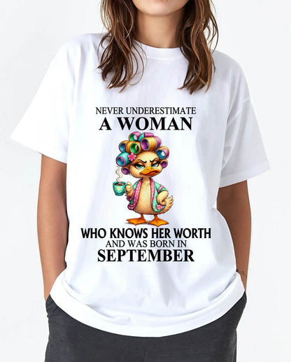 SEPTEMBER – NEVER UNDERESTIMATE A WOMAN WHO KNOWS HER WORTH - FOR WOMEN - TLEE09 (SKU2604-56-09)