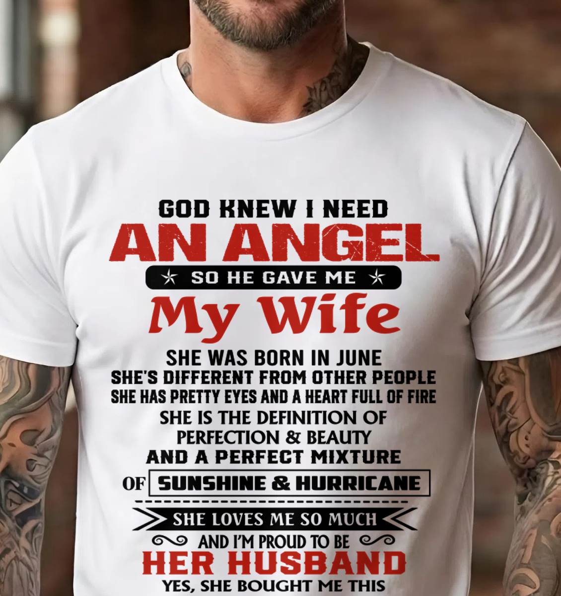 JUNE - GOD KNEW I NEEDED AN ANGEL SO HE GAVE ME MY WIFE - FROM WIFE - TLEE06 (SKU26T-01-54-06)