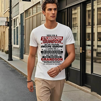 MARCH - STUBBORN GRANDSON GRANDMA SHIRT - FROM GRANDMA - TLEE03 (SKU2608-86-03)