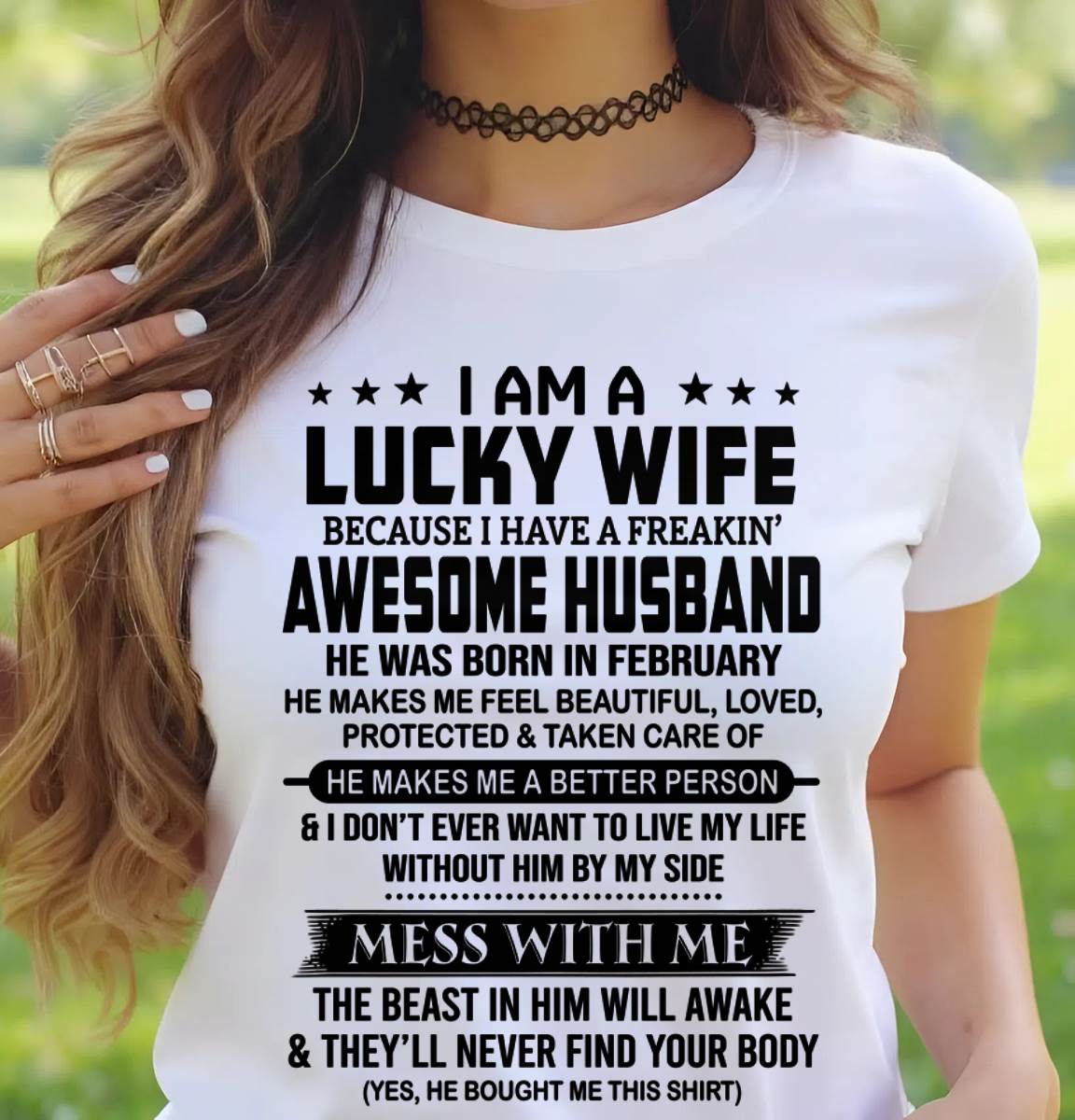 FEBRUARY BORN HUSBAND'S LUCKY WIFE - FROM HUSBAND - TLEE02 (SKU2605-97-02)